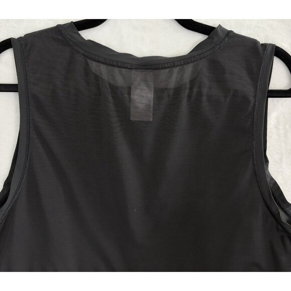 ATHLETA Women Crop Top Mesh Back Sleeveless Stretch Sz L Black Workout Gym 3-18 - Picture 4 of 10